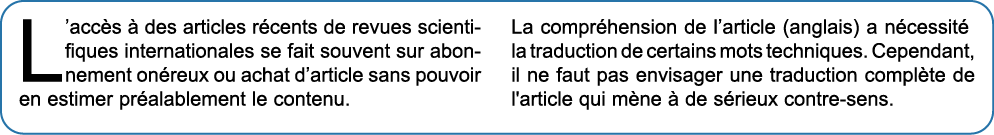 L acc s   des articles r cents de revues scientifiques internationales se fait souvent sur abonnement on reux ou acha   