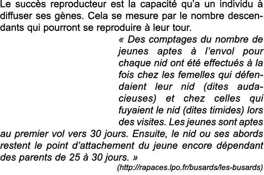 Le succ s reproducteur est la capacit  qu a un individu   diffuser ses g nes  Cela se mesure par le nombre descendant   