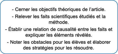 - Cerner les objectifs th oriques de l article  - Relever les faits scientifiques  tudi s et la m thode  -  tablir u   