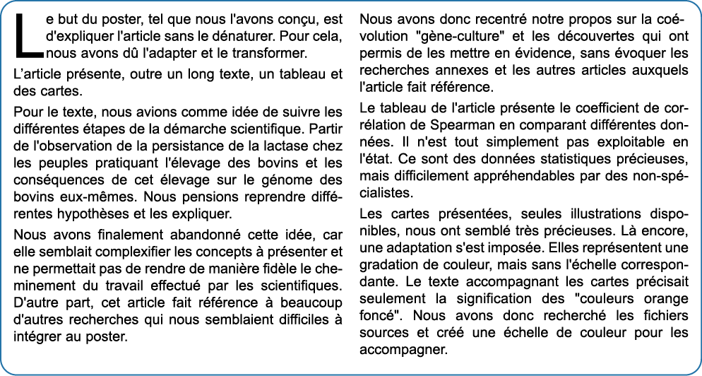 Le but du poster, tel que nous l'avons con u, est d'expliquer l'article sans le d naturer  Pour cela, nous avons d  l   