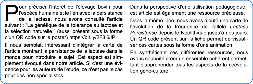 Pour pr ciser l'int r t de l' levage bovin pour l'esp ce humaine et le lien avec la persistance de la lactase, nous a   