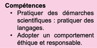  Comp tences Pratiquer des d marches scientifiques : pratiquer des langages  Adopter un comportement  thique et respo   