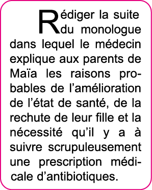 R diger la suite du monologue dans lequel le m decin explique aux parents de Ma a les raisons probables de l am liora   