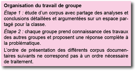Organisation du travail de groupe  tape 1 :  tude d un corpus avec partage des analyses et conclusions d taill es et    