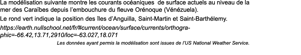 La mod lisation suivante montre les courants oc aniques de surface actuels au niveau de la mer des Cara bes depuis l    