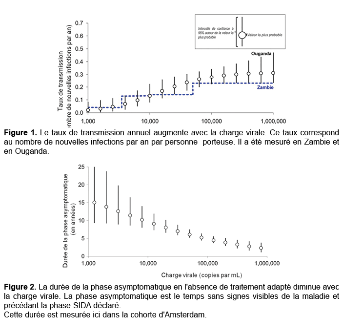  Figure 1  Le taux de transmission annuel augmente avec la charge virale  Ce taux correspond au nombre de nouvelles i   