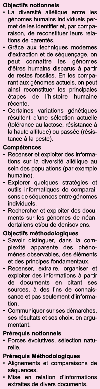 Objectifs notionnels La diversit  all lique entre les g nomes humains individuels permet de les identifier et, par co   